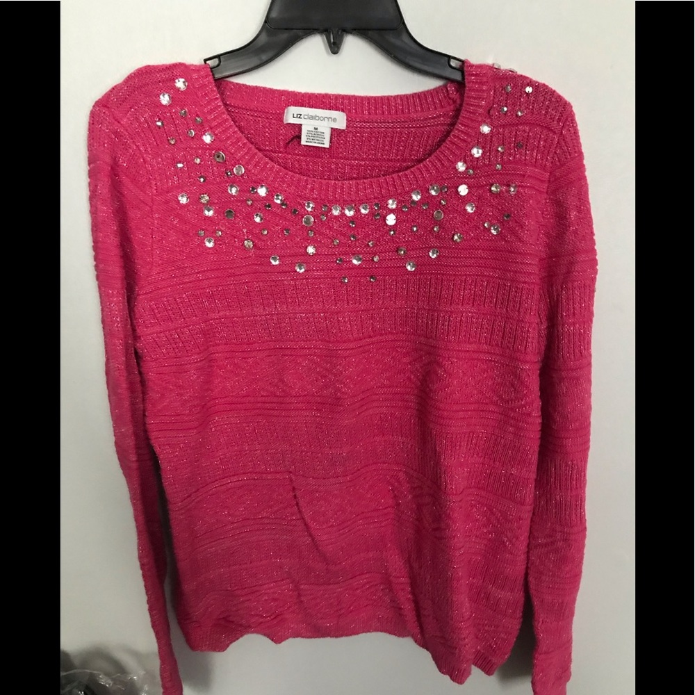 Liz Claiborne pink glitter sweater